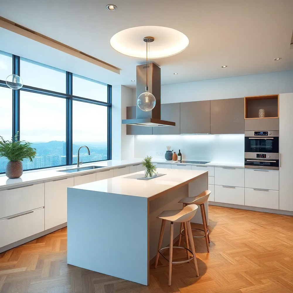 High-end modern kitchen renovation completed by an expert kitchen renovation contractor